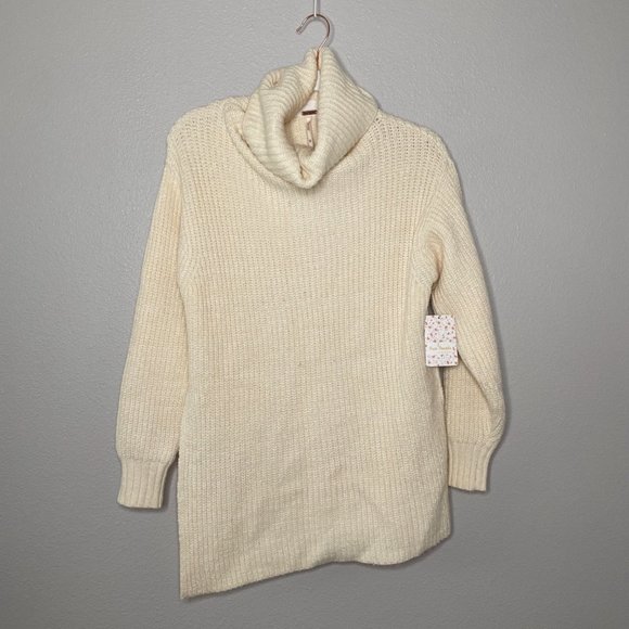 Free People Eleven Sweater in Cream Size XS New OB870945 Turtleneck Tunic - Picture 2 of 12